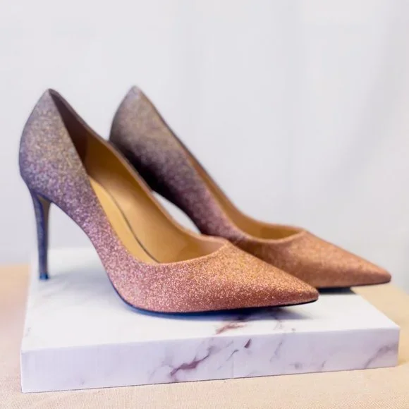 Women's Ombre Pink Sparkle Heels Black Prom Stiletto Pump CARVELA KURT GEIGER 7 - Picture 4 of 13